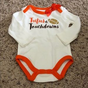 Tutus & Touchdowns Long-sleeved onesie. 6mo. NWOT.